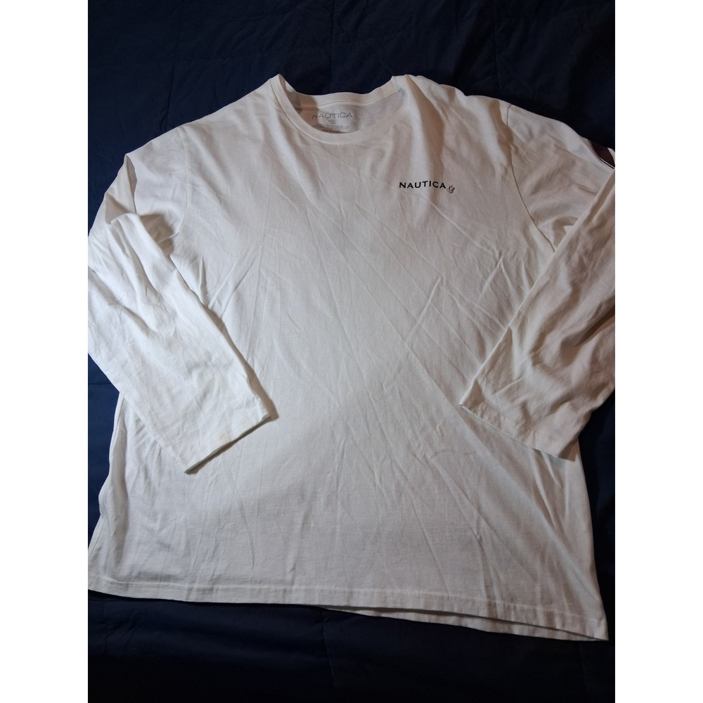 Nautica Men's Long‎ Sleeve Crewneck White XL Maritime Heritage
